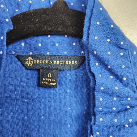 Brooks Bros Brothers Blue Polka Dot Ruffle Sleeveless Shirt Top New NWT Size 0 - Picture 6 of 12